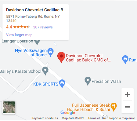 Davidson Chevrolet Cadillac Buick GMC of Rome located at 5871 Rome-Taberg Rd, Rome, NY 13440